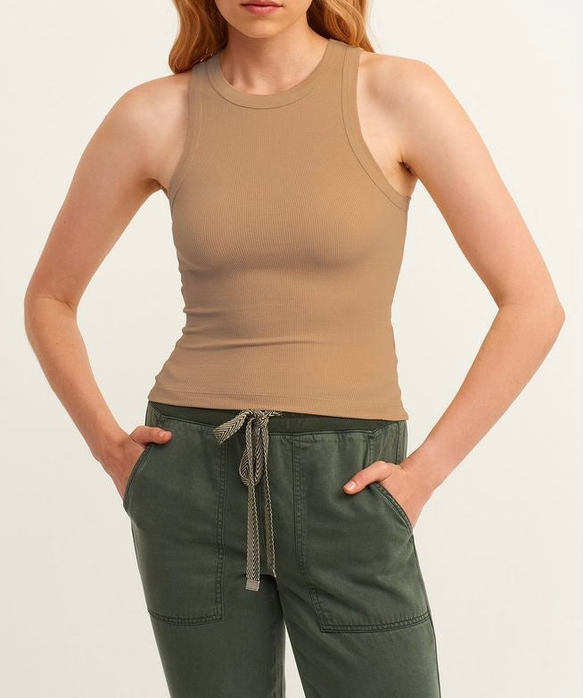 Maillot De Corps Tricoté À Col Licou Côtelé