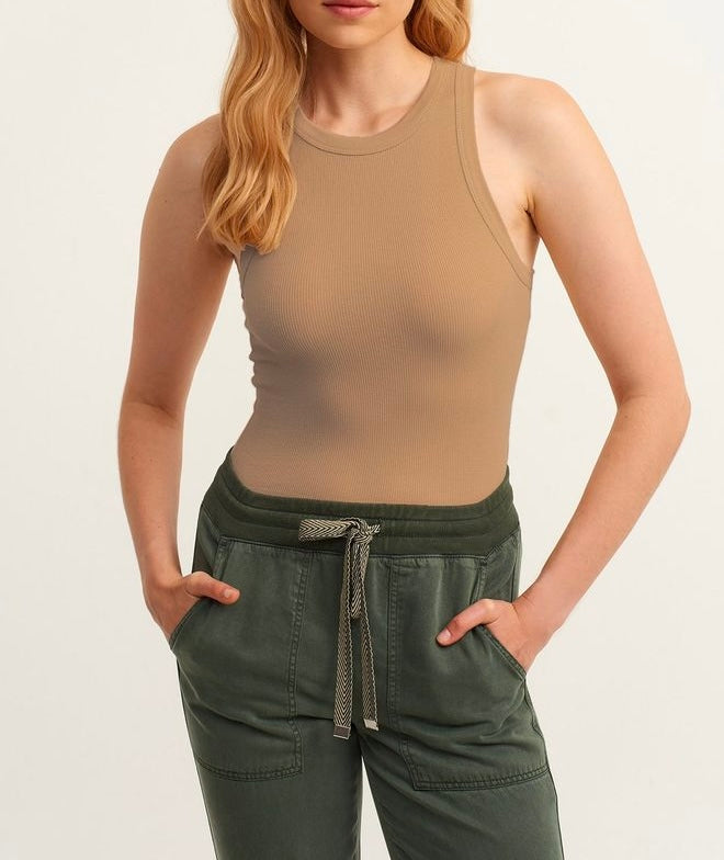 Maillot De Corps Tricoté À Col Licou Côtelé