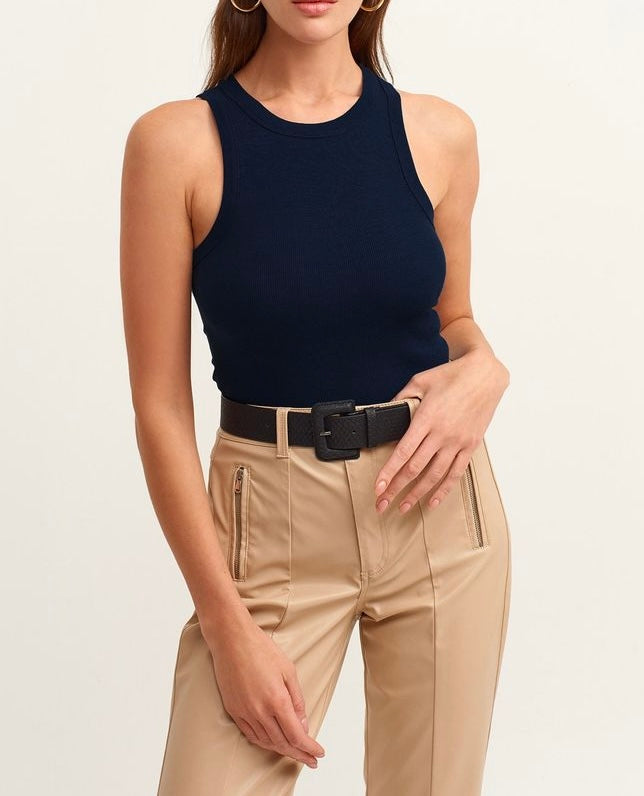 Maillot De Corps Tricoté À Col Licou Côtelé