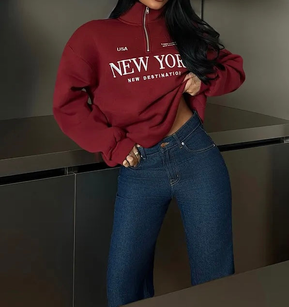 Sweat oversize bleu “New York”