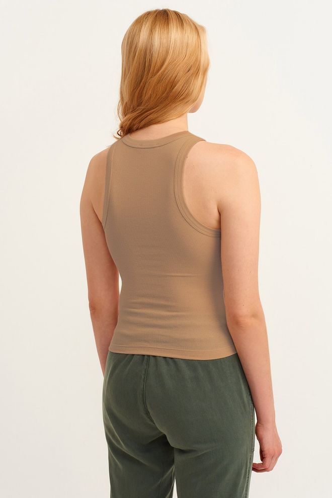 Maillot De Corps Tricoté À Col Licou Côtelé