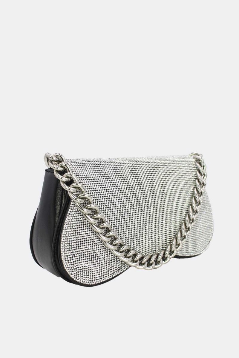 Sac pochette strass argenté - avec chaîne