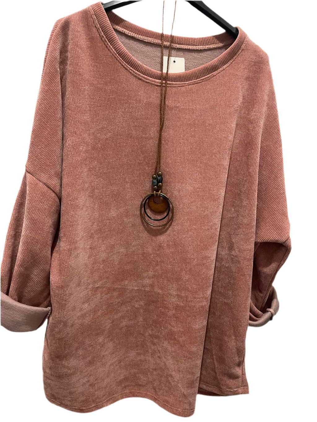 Pull Ample velours + collier offert