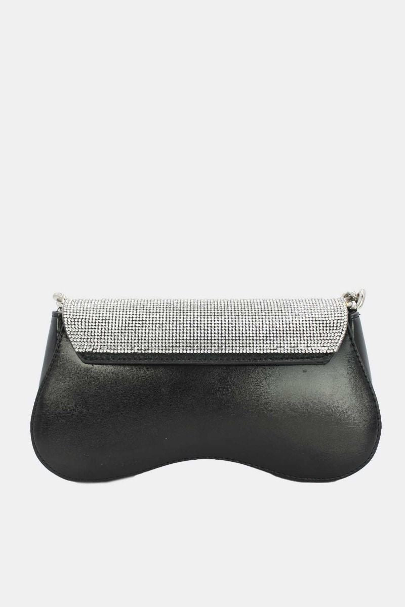 Sac pochette strass argenté - avec chaîne