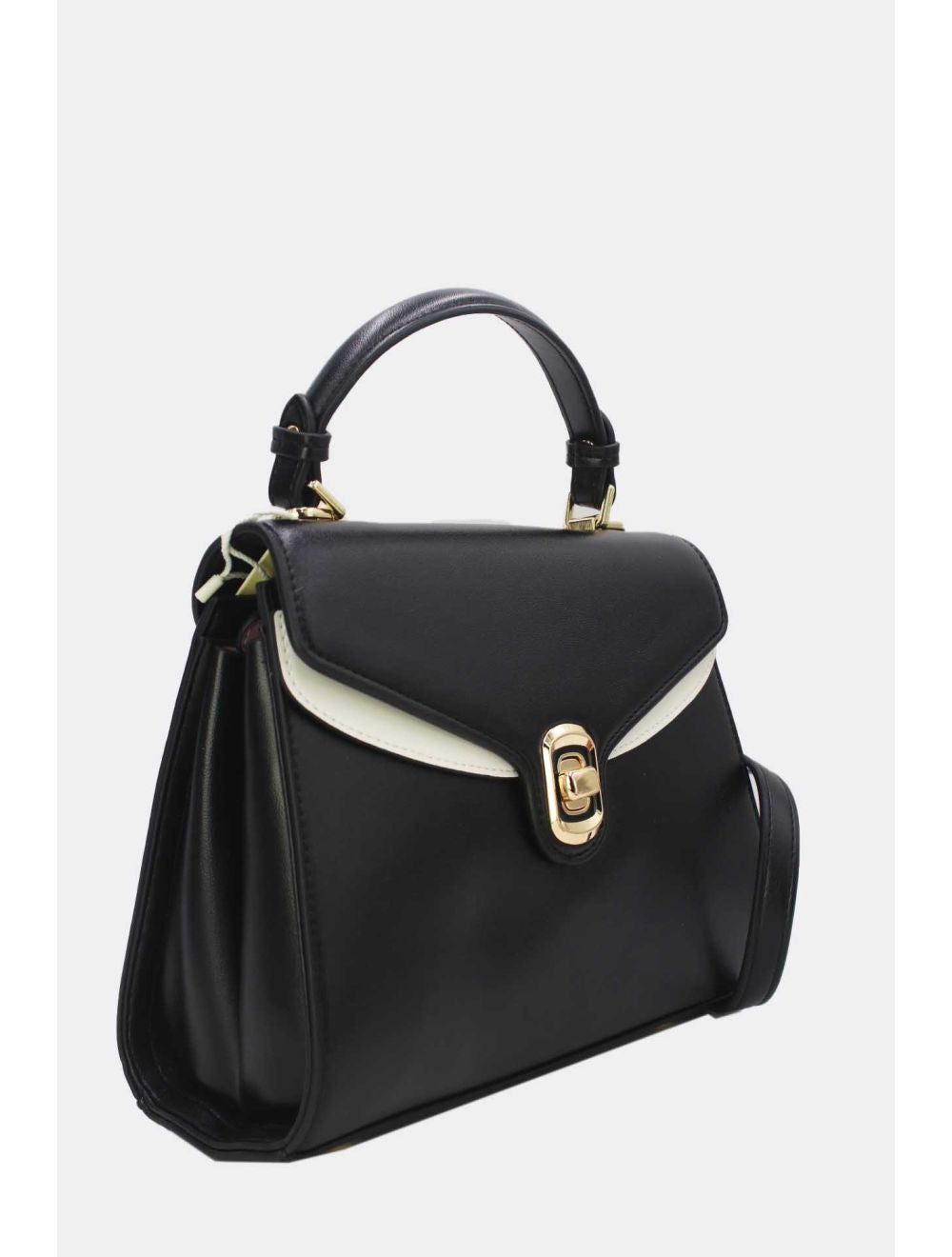 👜 Sac à main noir bi-matière – Détails contrastés