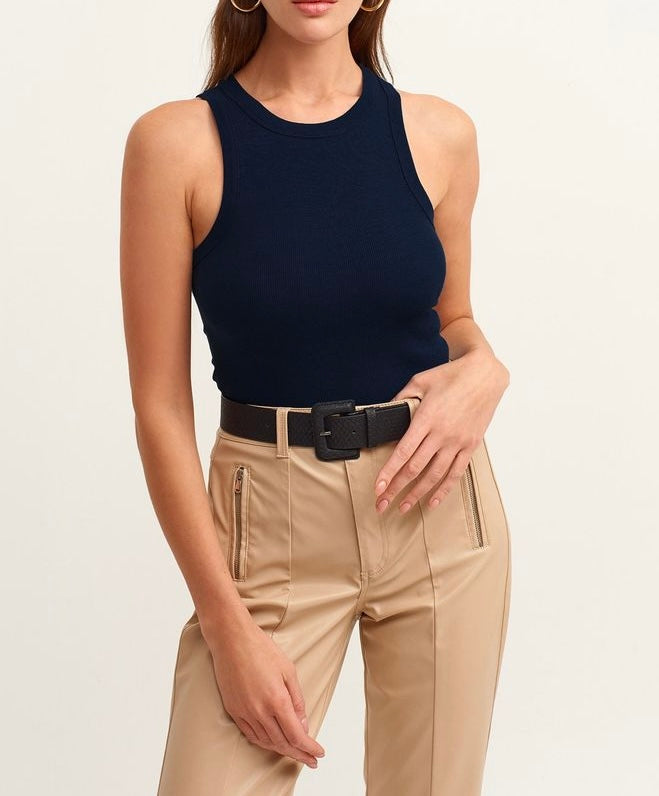 Maillot De Corps Tricoté À Col Licou Côtelé