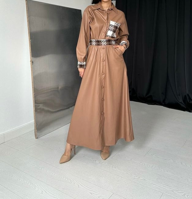 Ensemble camel en simili-cuir – Confort & prestance